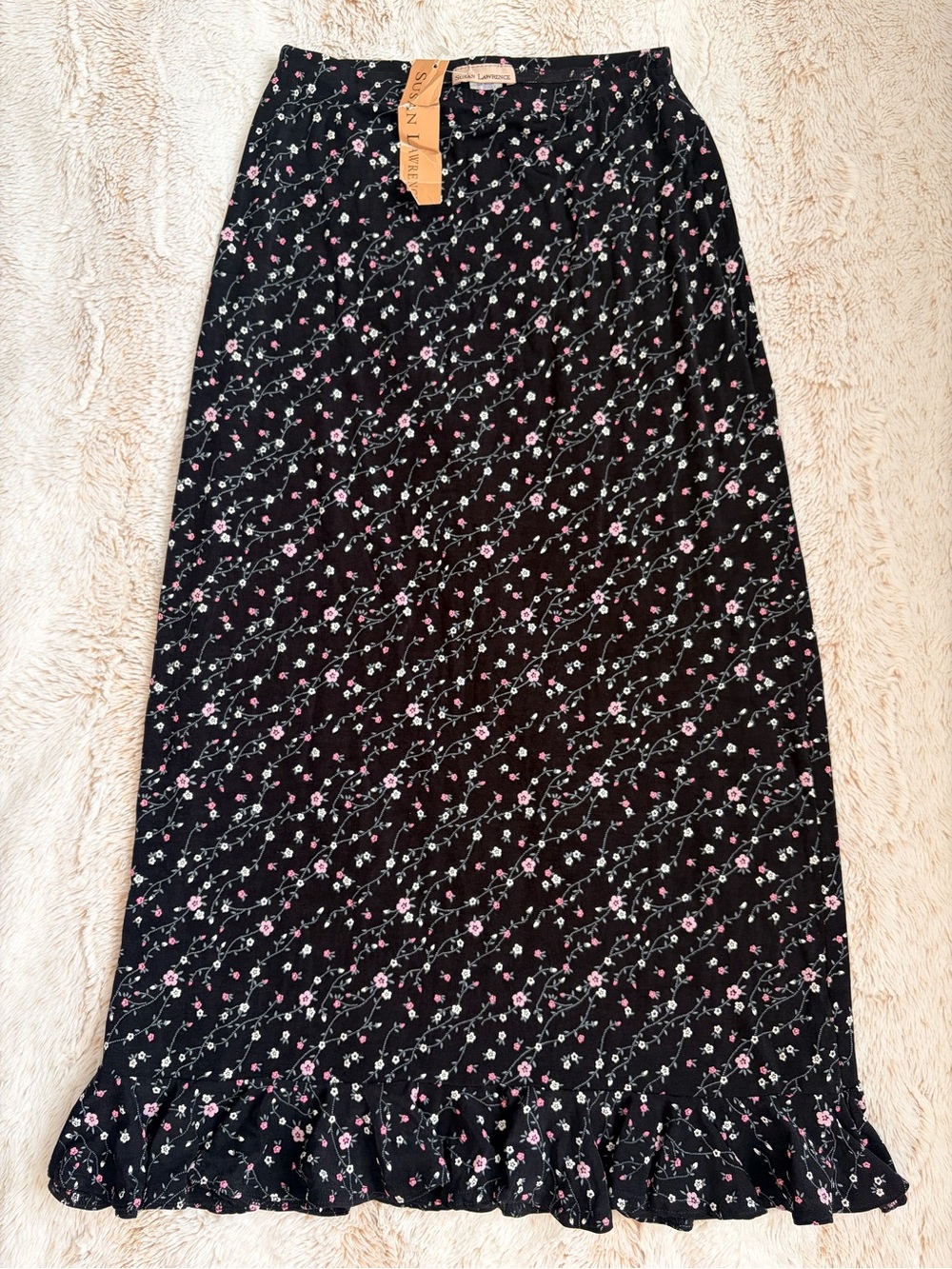 🌸 Vintage Y2K NWT Floral Midi Maxi Skirt Fairycore Cottagecore Ruffle Hem Whimsy